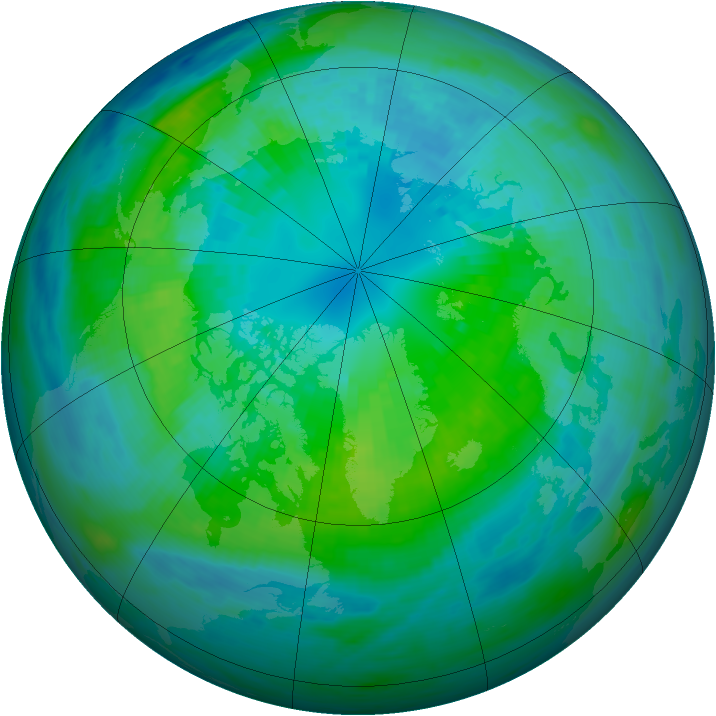 Arctic ozone map for 09 October 1990
